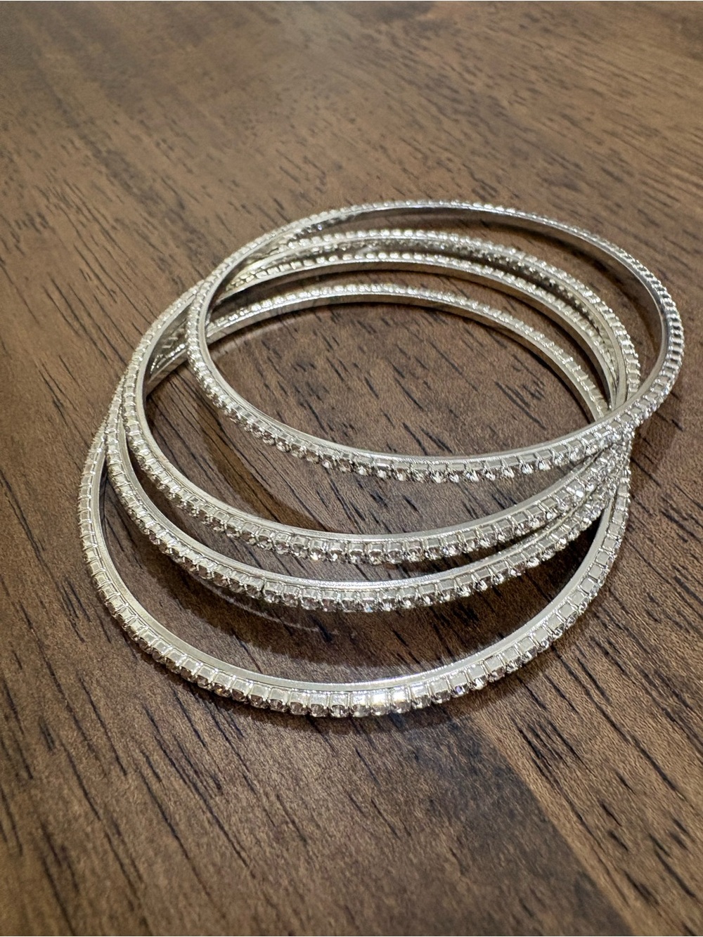 Premier Designs Silver Crystal Bangle Set